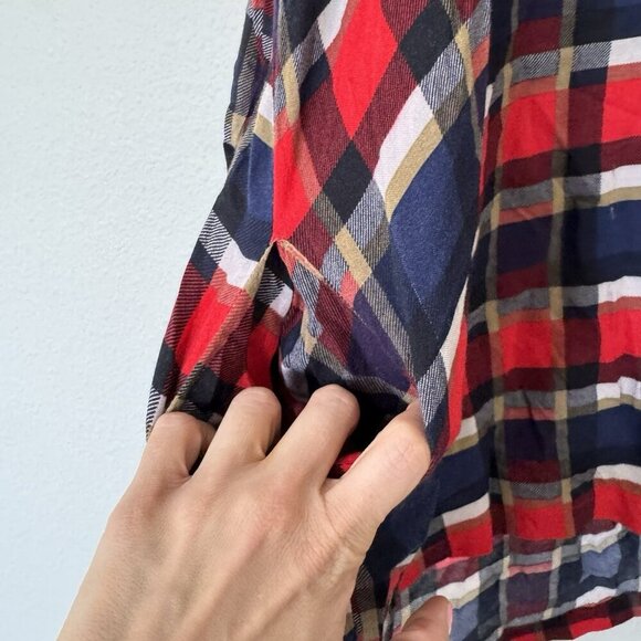 UMGEE Red Plaid Hysteric Patches Lightweight Blouse Womens OVERSIZED Small - Picture 7 of 12